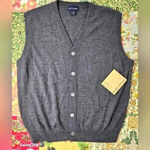 NWT Scott Barber 100%‎ Merino wool button up sweater vest